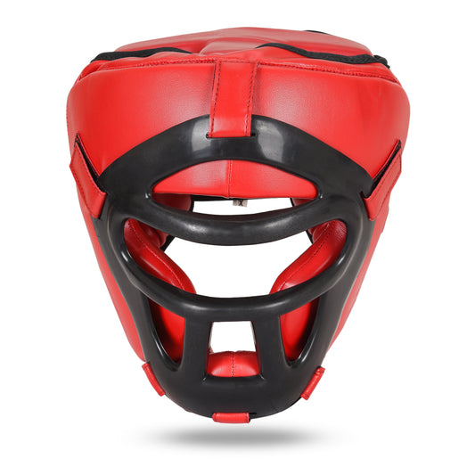 Head Guard with Removable Face Shield - Red